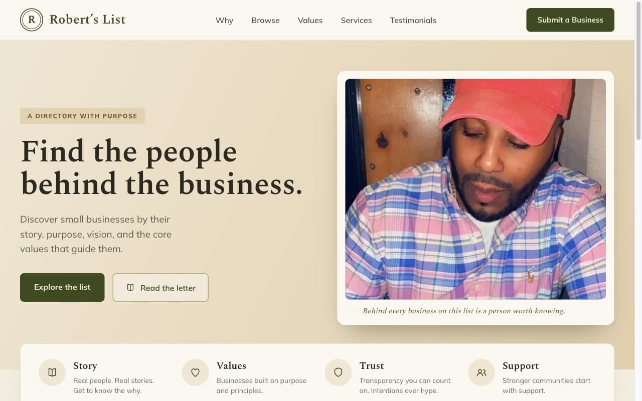 Robert's List — website screenshot