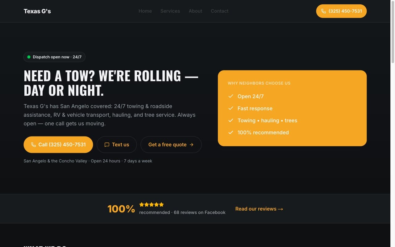 Texas G's — website screenshot